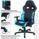 Кресло компьютерное  "Storm GM-006", регулируемые подлокотники, экокожа, черное/голубое, 532501. Фото товара с разных ракурсов.