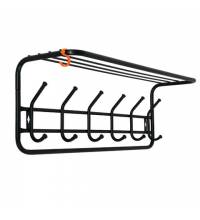 Вешалка настенная с полкой "ВСП7", 265х725х220 мм, 6 крючков, металл, черная, ВСП 7 Ч